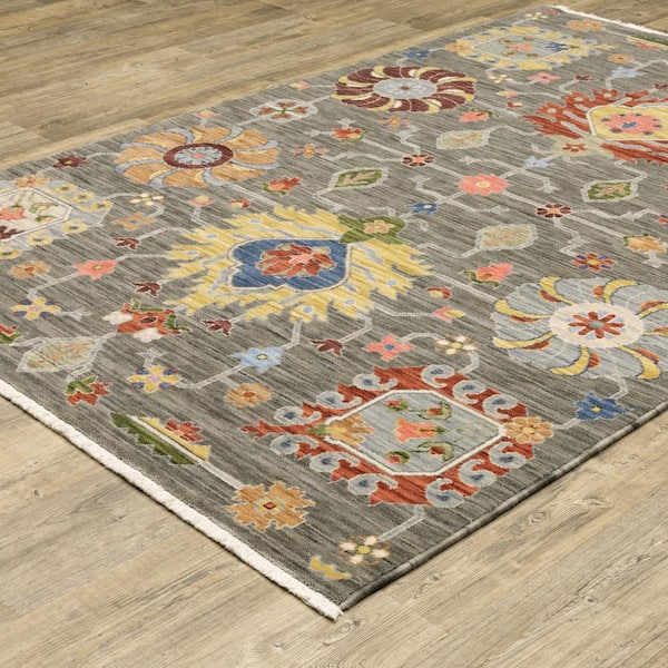 Lavista Gray/Multi-Colored 2 ft. x 12 ft. Traditional Persian Oriental Wool/Nylon Blend Indoor Runner Area Rug