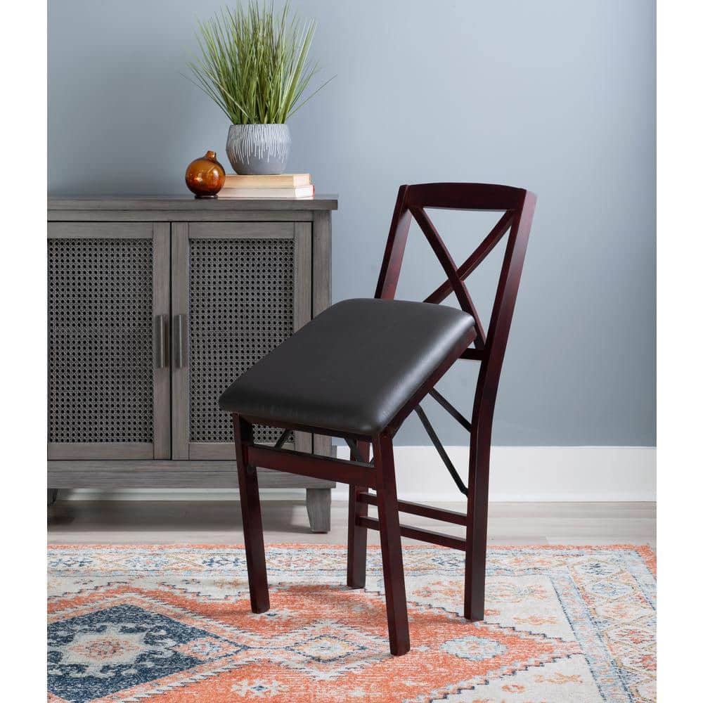 Brown Faux Leather High Cross Back Side Chair Set