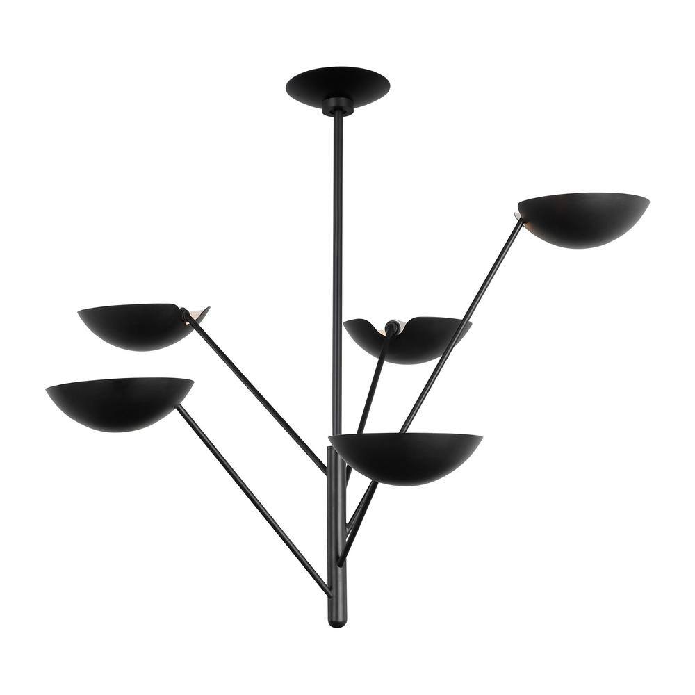 Nevel 5-Light Aged Iron Mid-Century Modern Chandelier
