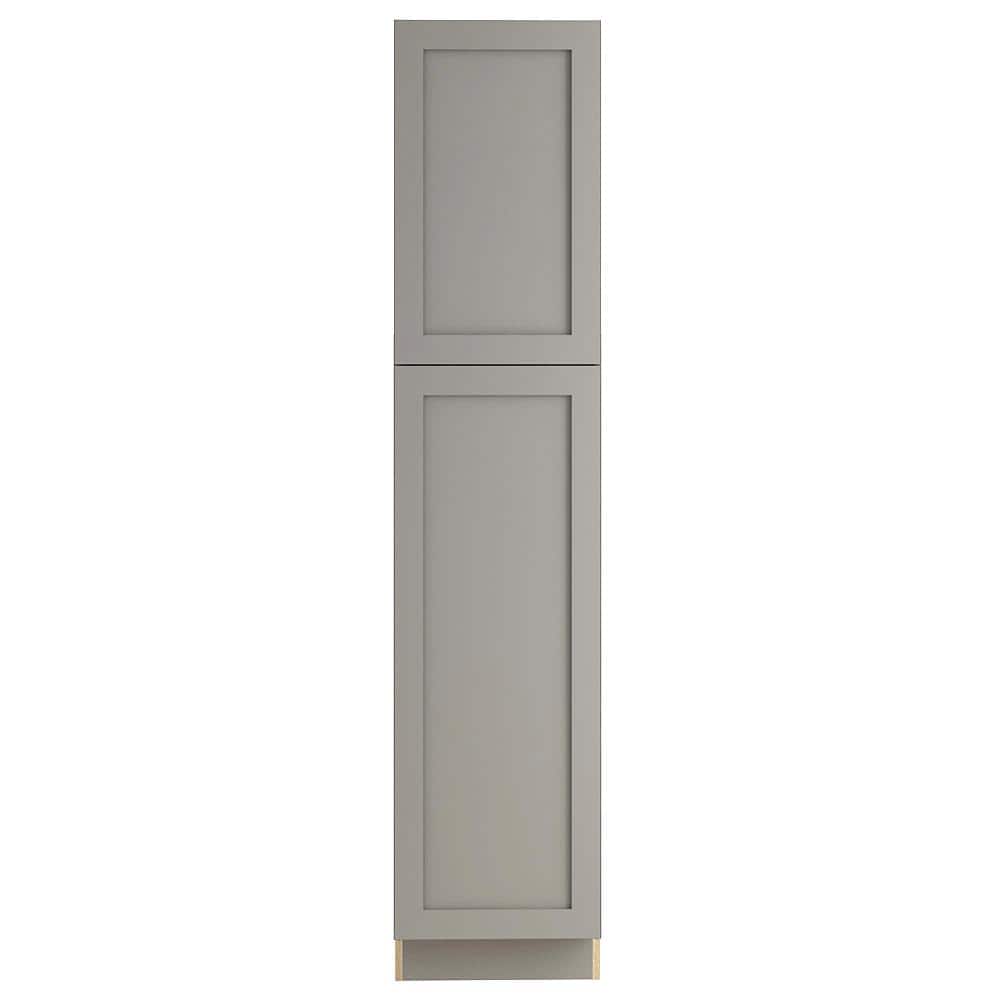 Hampton Bay Edson Shaker Assembled 18x84x24 in. Pantry with adjustable shelves in Gray