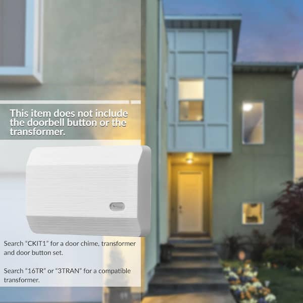 2-Note Modern Textured Design Wired Doorbell Chime, White