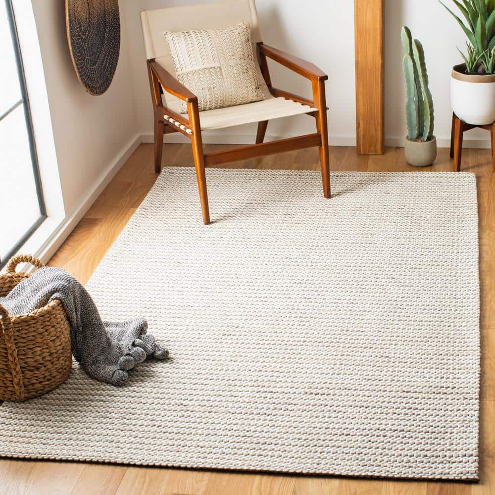 Ivory Stripe Handwoven Wool 6' x 9' Area Rug