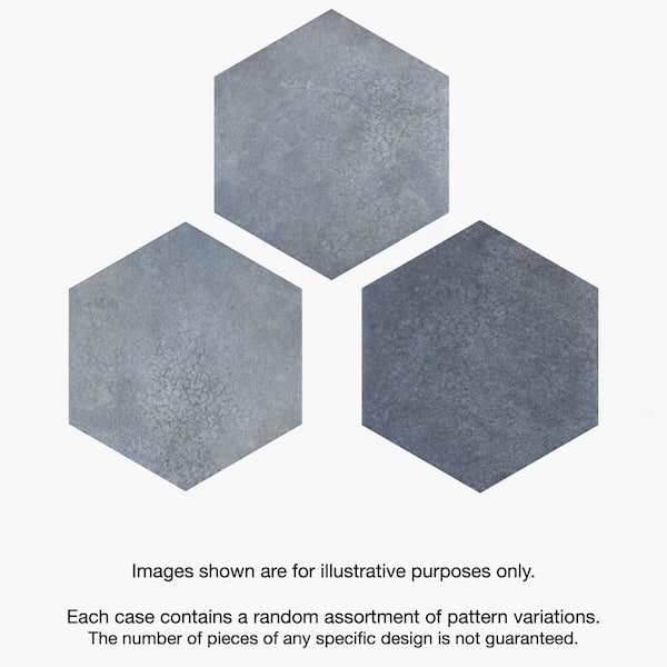 Heritage Hex Indigo 7 in. x 8 in. Porcelain Floor and Wall Tile (7.5 sq. ft./Case)