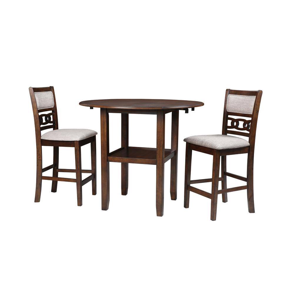 NEW CLASSIC HOME FURNISHINGS Gia 3-Piece Wood Counter Set with 42 in.  Counter Drop Leaf Table and 2 Chairs, Cherry D1701-42S-CHY - The Home Depot