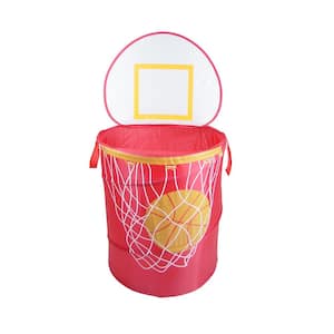 The Original Pop-Up Bongo Basketball Red Collapsible Polyester Hamper with Lid and Backboard