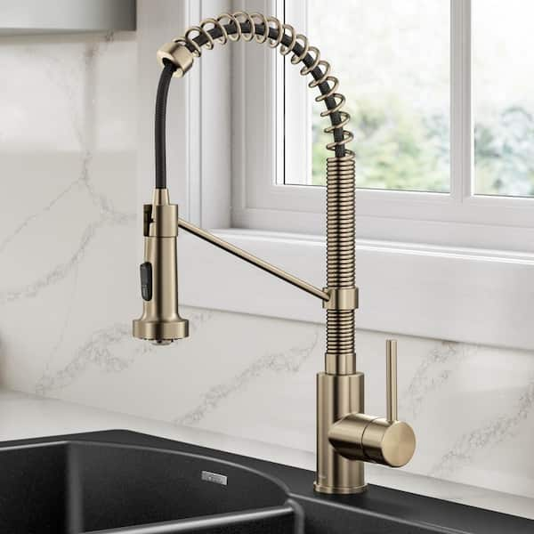 Bolden Single-Handle Pull-Down Sprayer Kitchen Faucet with Dual Function Sprayhead in Spot Free Antique Champagne Bronze