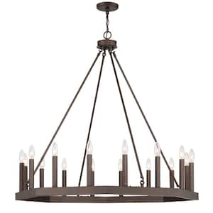 16-Lights Oil Rubbed Bronze Candle Style Wagon Wheel Chandelier