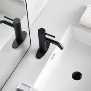 Single-Handle Deck Mount Touchless Stainless Steel Bathroom Sink Faucet With Deckplate and Pop-Up Drain In Matte Black