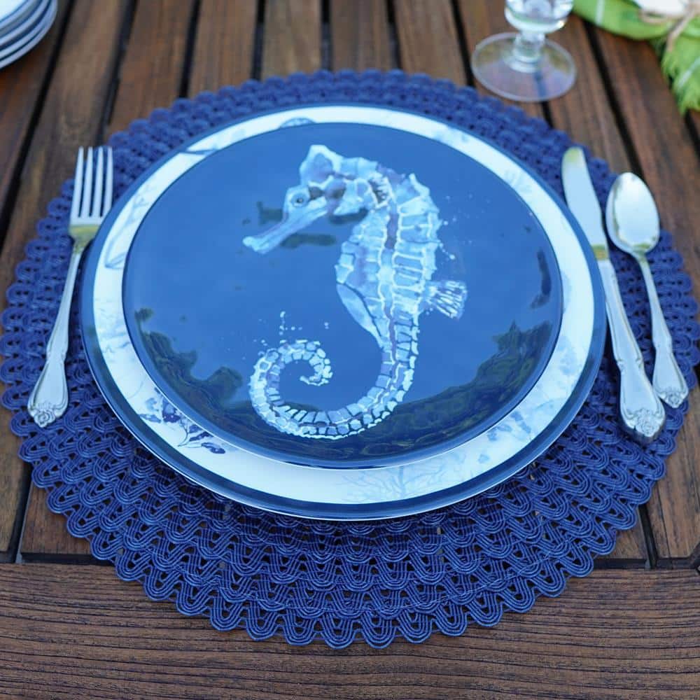 Sea Life Blue Melamine 9" Salad/Dessert Plates Set of 6