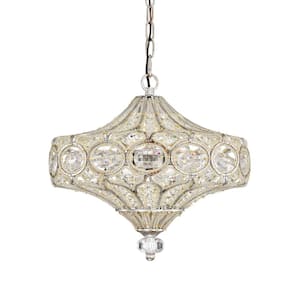 Rilo 15 in. 4-Light Indoor Antique Silver Finish Chandelier