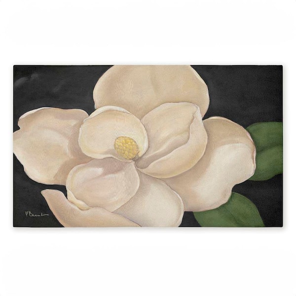 Vintage Magnolia Grandiflora Black 18 in. x 30 in. Polyester Non-Slip Outdoor Door Mat
