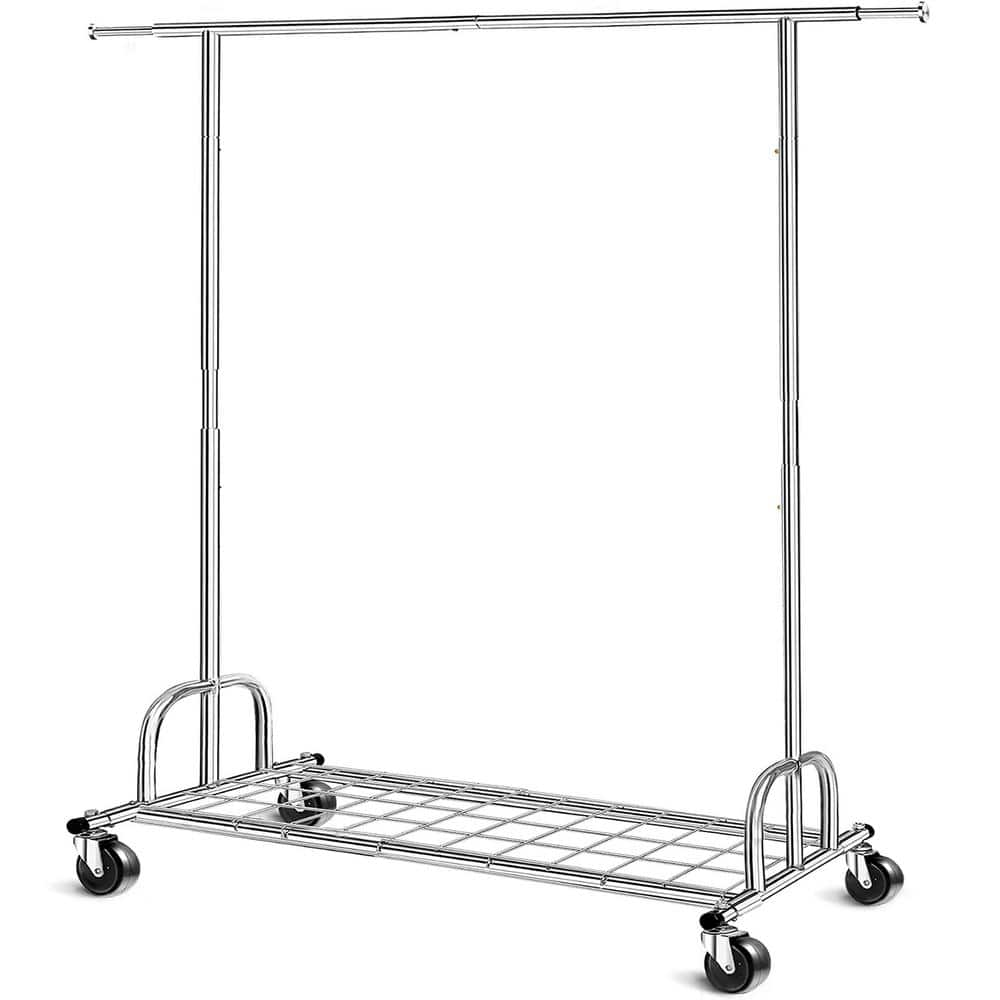 TRINITY Chrome Steel Rolling Clothing Rack in the Clothing Racks