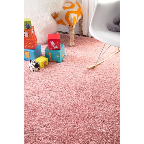 nuLOOM Gynel Solid Shag Baby Pink 5 ft. x 8 ft. Area Rug OZAS01E-508 - The  Home Depot