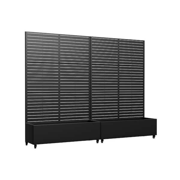 Dovelina Set of 2-73 in. x 16 in. x 47 in. Black Metal Iron Planter Box with Attached Trellis for Climbing Vegetation