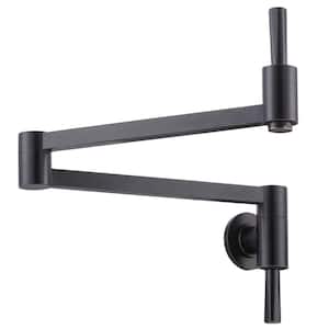 Wall Mounted Pot Filler with Double-Handle and Double Joint Swing Arm in Oil Rubbed Bronze