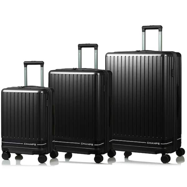 CHAMPS FRESH II 3-Piece Black Hardside USB Luggage Set S1050-BLACK