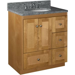Shaker 30 in. W x 21 in. D x 34.5 in. H Bath Vanity Cabinet without Top in Natural Alder