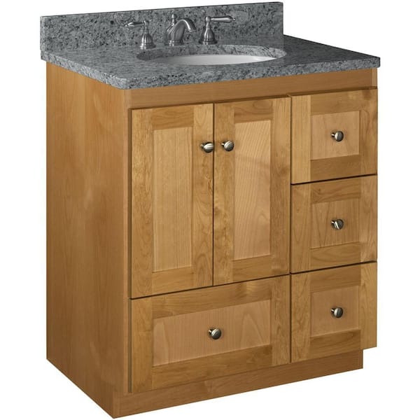 Simplicity by Strasser Shaker 30 in. W x 21 in. D x 34.5 in. H Bath Vanity Cabinet without Top in Natural Alder