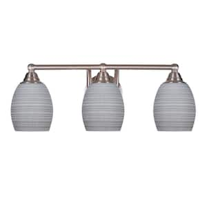 Madison 7 in. 3-Light Bath Bar, Brushed Nickel, Gray Matrix Glass Vanity Light