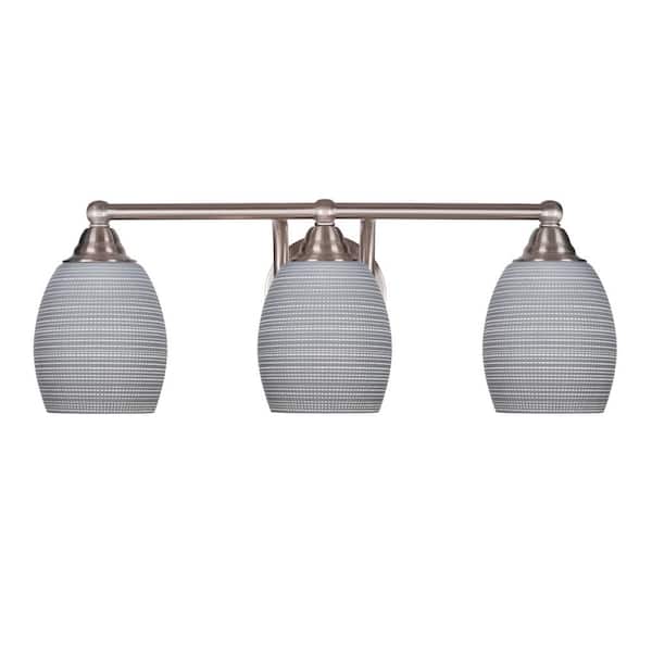 Unbranded Madison 7 in. 3-Light Bath Bar, Brushed Nickel, Gray Matrix Glass Vanity Light
