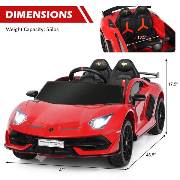 Costway 12-Volt Kids Ride-On Car Licensed Lamborghini SVJ RC with Trunk and  Music in Red TY327940RE - The Home Depot