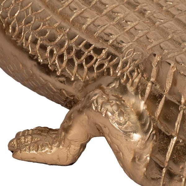 Liv & Skye Gold 36 in. x 11 in. Metal Alligator Figurine 20615