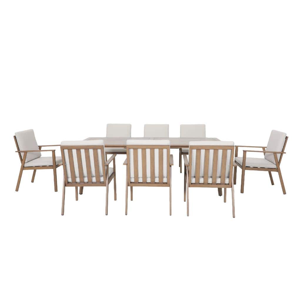 Teak 9-Piece Aluminum Rectangular Table Outdoor Dining Patio Set with CushionGuard Putty Cushions price history on PriceWatchPro