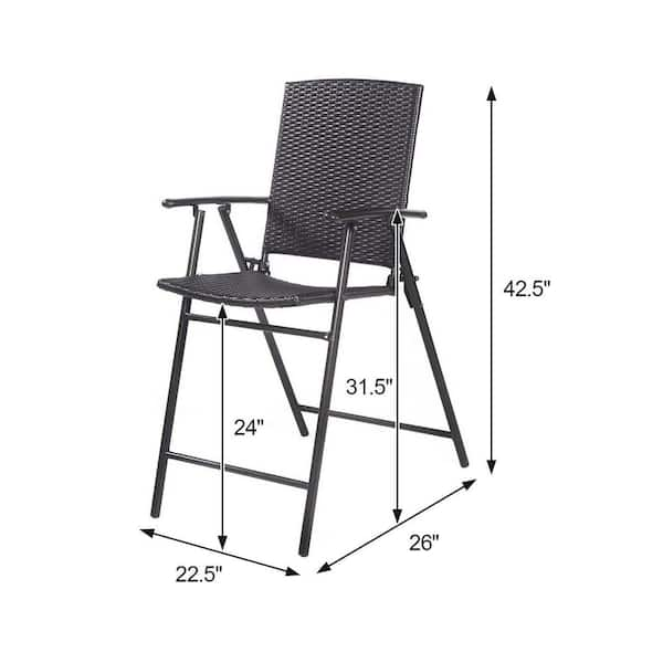 Costway Folding Rattan Wicker Outdoor Bar Stool Chair Indoor and