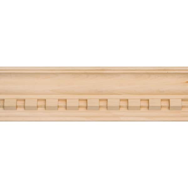 3/4 in. D x 5 in. W x 96 in. L Unfinished Hard Wood Dentil Crown Moulding