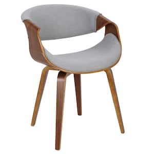 Curvo Bent Wood Walnut and Grey Dining/Accent Chair