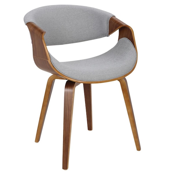 Lumisource Curvo Bent Wood Walnut and Grey Dining/Accent Chair