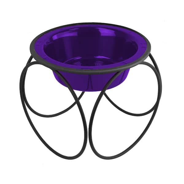 Platinum Pets Olympic Diner Feeder with Stainless Steel Cat/Dog Bowl, Electric Purple