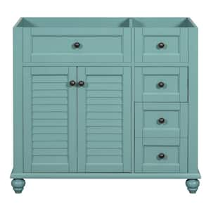 35.4 in. W x 17.9 in. D x 33 in. H Freestanding Bath Vanity Cabinet without Top in Blue-Green