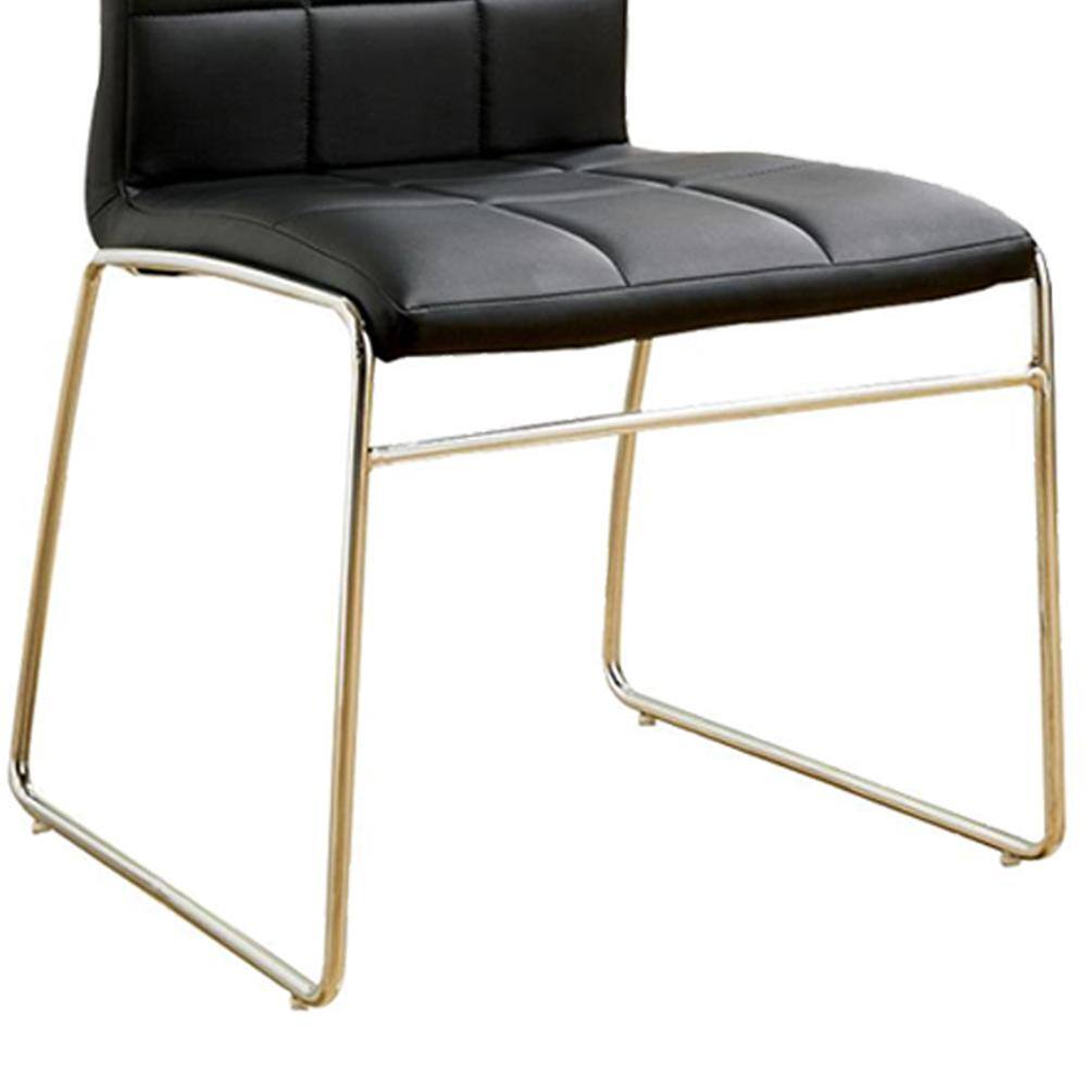 Black Metal Contemporary Side Chair with Leatherette Seat
