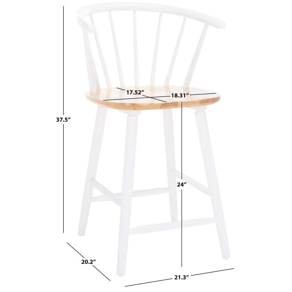 Natural and White Rubber Wood Counter Stool Set