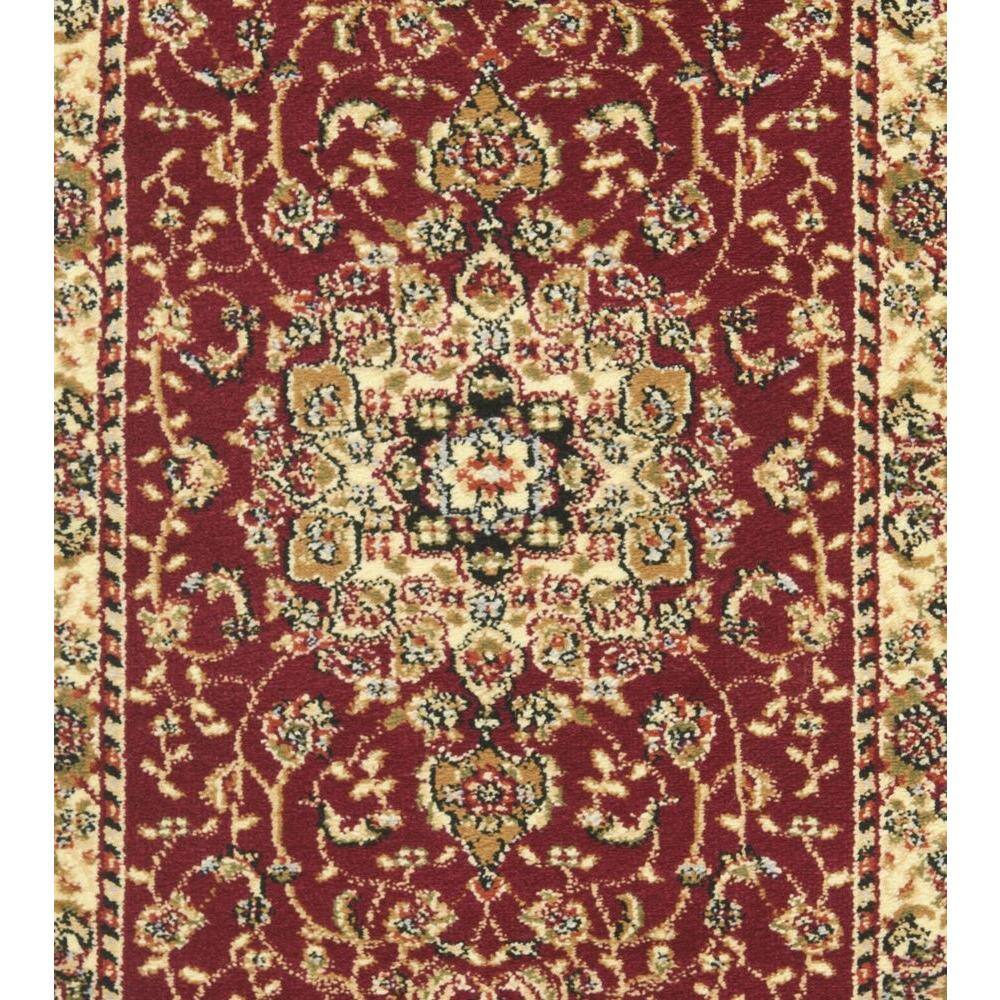 Red and Ivory Floral Safavid Style Circular Area Rug