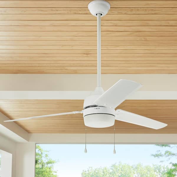 LED Indoor/Outdoor Industrial Style White 3-Blades Ceiling Fan Light Kit 60 in 