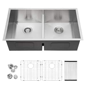 36 in. Undermount Double Bowl Stainless Steel Workstation Kitchen Sink with Low Divider