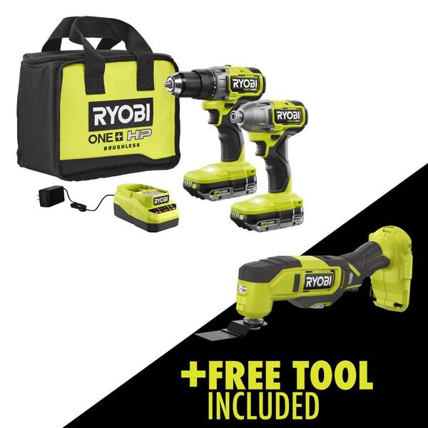 RYOBI ONE+ HP 18V Brushless Cordless 2-Tool Combo Kit w/(2) 2.0 Ah 