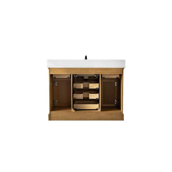 Milano 48 in Single Sink Oak Bath Vanity with White Quartz Top (Assembled)