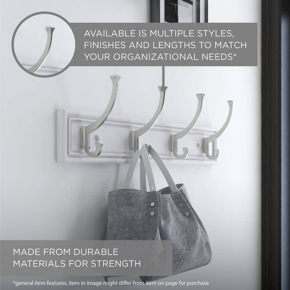 Pure White MDF Wall Mounted Hook Rack with 5 Hooks