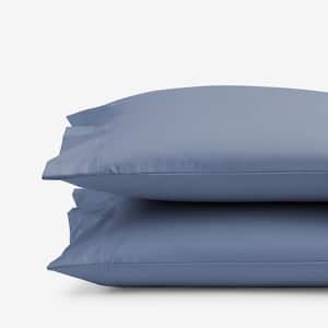 Company Cotton Infinity Blue Solid 300-Thread Count Wrinkle-Free Sateen Standard Pillowcase (Set of 2)