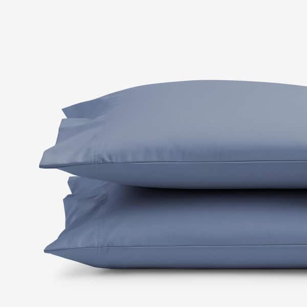 The Company Store Company Cotton Infinity Blue Solid 300-Thread Count Wrinkle-Free Sateen Standard Pillowcase (Set of 2)