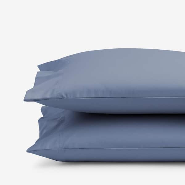 The Company Store Company Cotton Infinity Blue Solid 300-Thread Count Wrinkle-Free Sateen King Pillowcase (Set of 2)