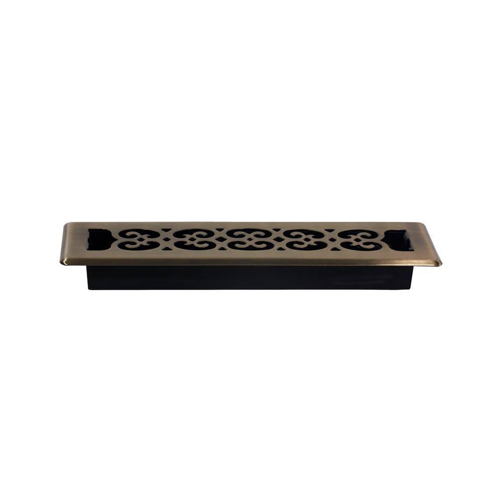 Antique Brass 2x12 Decorative Steel Floor Register