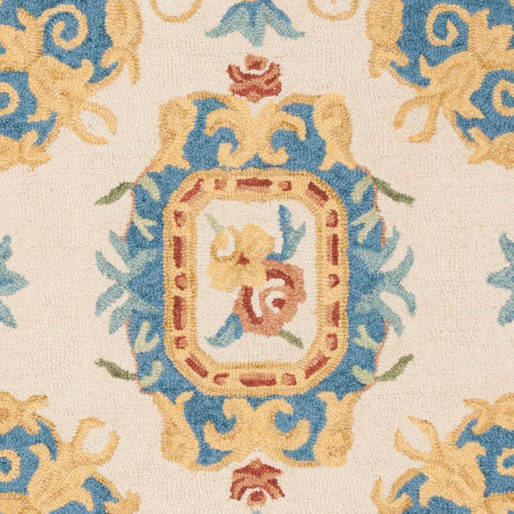 Handmade Medallion Tufted Wool Square Rug - Blue, 5' x 5'