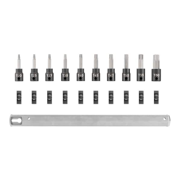 TEKTON 3/8 in. Drive Torx Impact Bit Socket Set with Rail, 10