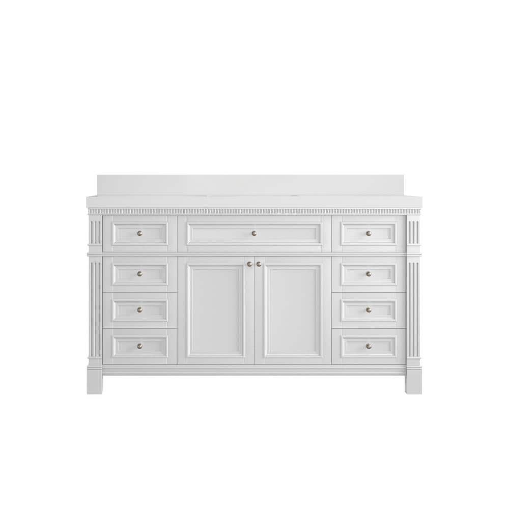 Paris 60 in. W x 22 in. D x 36 in. H Single Sink Bath Vanity in White with 2 in. White qt. Top price history on PriceWatchPro