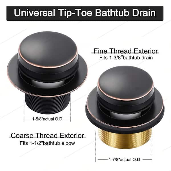 5-Piece Bathtub Drain Conversion Kit Assembly with Brass Adapter, Stopper, Overflow Faceplate in Oil Rubbed Bronze