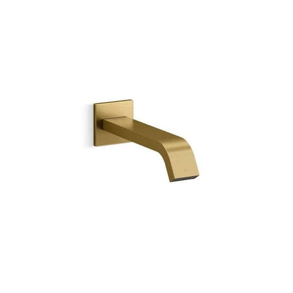 Loure No Handle Wall Mounted Faucet with Drain in Vibrant Brushed Moderne Brass